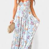 Vestido Floral Neha con Espalda Abierta y Tiras Delgadas
