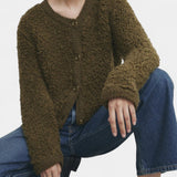 Cardigan Texturizado de Felpa Corta Chenda