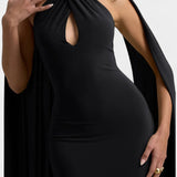 Vestido Maxi Faffienia con Cuello Halter y Corte de Ojal