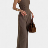 Vestido Elegante de Magnolia con Un Hombro y Fruncidos
