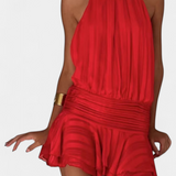 Vestido Mini Azucena con Espalda Abierta y Cintura Plisada