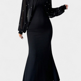 Vestido Atenea Halter de Malla con Perlas