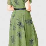 Vestido Midi de Chiffon Verde Lupita con Corte A-Line