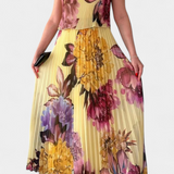 Vestido de Chifón Plisado Largo Shaya con Estampado