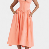 Vestido Midi Margie con Escote en V y Estampado Floral Romántico