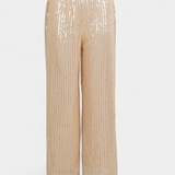 Pantalones de Lentejuelas de Cintura Alta Elva con Corte Relajado