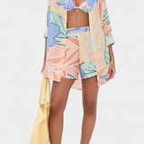 Conjunto Lumina Tropical con Camisa Holgada y Pantalones Cortos de Cintura Alta