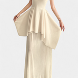 Vestido Largo Hollis con Cuello Halter y Espalda Abierta