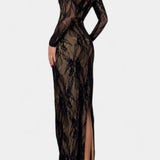 Vestido Largo de Encaje Adoria con Escote Cuadrado
