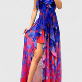 Vestido Maxi Andy Sin Mangas con Capas Volantes y Corte en Degradé
