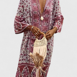 Vestido Largo Chinara Boho con Bordado Étnico y Silueta Relajada