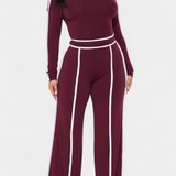 Conjunto Krystelle con Top Off-Shoulder y Pantalones de Corte Recto