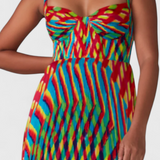 Vestido Maxi Janis con Estampado Artístico y Cuello Halter Corazón