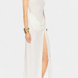 Vestido Maxi Draped Duchess con Abertura Lateral