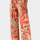 Pantalones de Pierna Ancha Senda con Estampado Abstracto