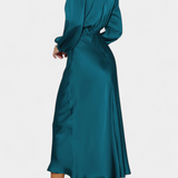 Vestido Maxi Cecila con Cuello Alto y Detalle Floral