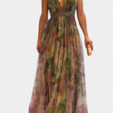 Vestido Maxi Floral Ingrid con Escote en V