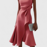 Vestido Midi Asimétrico Claudia con Elegante Drapeo