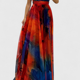 Vestido Maxi de Chiffón con Estampado Floral Caprice y Cuello Halter