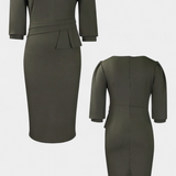 Vestido Midi Ajustado Reanna con Mangas Abullonadas
