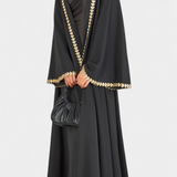 Abaya Fluida de Ginebra con Bordado en Oro
