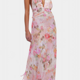Vestido Maxi de Lunares Melody con Cuello Halter y Cintura Fruncida