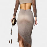 Vestido Bodycon de Leopardo Irene con Corte Torcido y Flecos