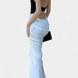 Vestido Midi Bicolor Ariana con Pliegues