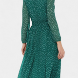 Vestido Midi de Lunares Cymene con Mangas Abullonadas
