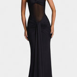 Vestido Maxi Florian con Escote Halter y Silueta de Sirena