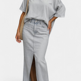Conjunto de Denim Asimétrico Apolonia con Apertura Elegante