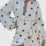 Vestido Romara Mini Spot con Mangas Largas y Cintura Ajustada