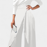 Mono Brina de Tie Dye Largo con Diseño Off-Shoulder y Pierna Ancha con Abertura