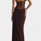 Vestido Maxi de Encaje Asimétrico Castanza