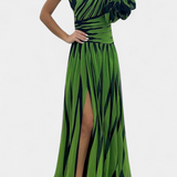Vestido Maxi Elegante Bethania con Un Hombro y Rayas