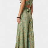 Mono Fluid Leandra Cruzado con Estampado Floral Verde