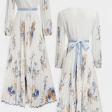 Vestido Maxi de Chifón Plisado Phaedra con Mangas de Globo