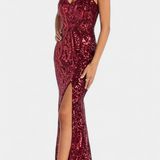 Vestido Halter Marleni con Lentejuelas