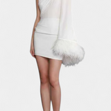 Vestido Ajustado Nivalis con Volantes y Escote en V