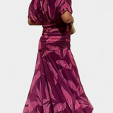 Vestido Largo Alondra con Estampado Floral de Fantasía y Escote en V