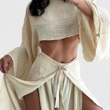 Conjunto Casual Maeva de Dos Piezas con Abertura y Lazo