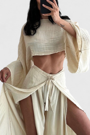 Conjunto Casual Maeva de Dos Piezas con Abertura y Lazo