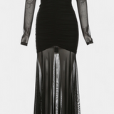 Vestido Cornella Maxi Sin Tirantes con Pliegues Esculturales