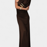 Vestido Largo Plisado de Un Hombro Maybelle