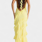 Vestido Maxi Padeline con Volantes y Espalda Descubierta