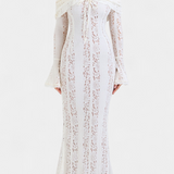 Vestido Maxi de Encaje Rosalie con Hombros Descubiertos
