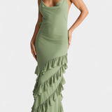 Vestido Maxi Padeline con Volantes y Espalda Descubierta
