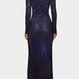 Vestido de Noche Dottie con Detalles Transparentes