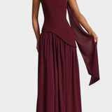 Vestido Maxi de Chiffon Celaena con Hombros Descubiertos y Abertura Lateral