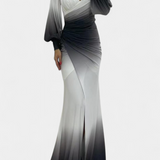 Vestido Maxi Julitta Ombre con Mangas Off-Shoulder